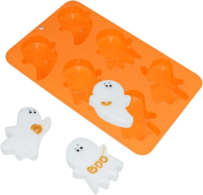 Halloween Ghost Silicone Molds, Non-Stick Chocolate Mold, Baking Moulds for Making Chocolate, Cake, Jelly, Dessert, Biscuit, Dome Mousse (A_ Ghost)