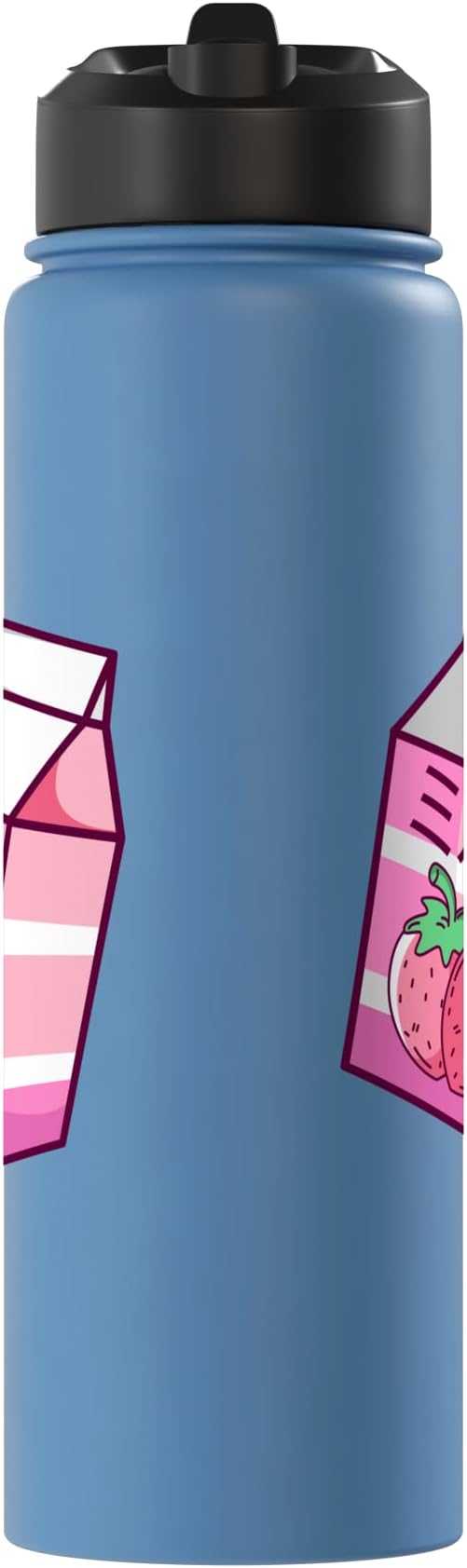 Kawaii Japanese Pink Retro 90s Strawberry Milk Carton Stainless Steel Insulated Water Bottle