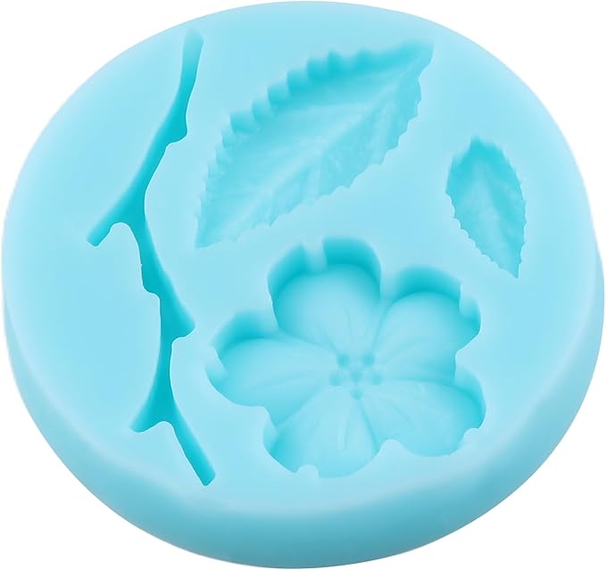 Peach Blossom Fondant Molds Plant Flowers Leaf Silicone Mold for Cake Decorating Cupcake Topper Chocolate Candy Gum Paste Polymer Clay