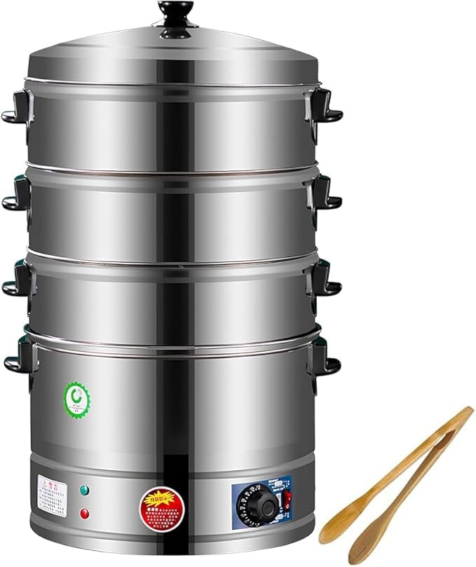 Electric Food Steamer, 3-Tier Stainless Steel, Thermostatically Controlled for Automatic Heating, Ideal for Healthy Cooking and Breakfast,52