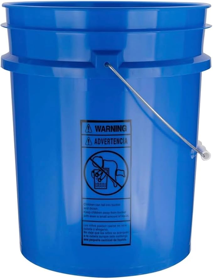 House Naturals 5 Gallon Premium HPDE Plastic Bucket - Made in USA Food Grade Storage Container, BPA Free All Purpose Pail (4, Blue)