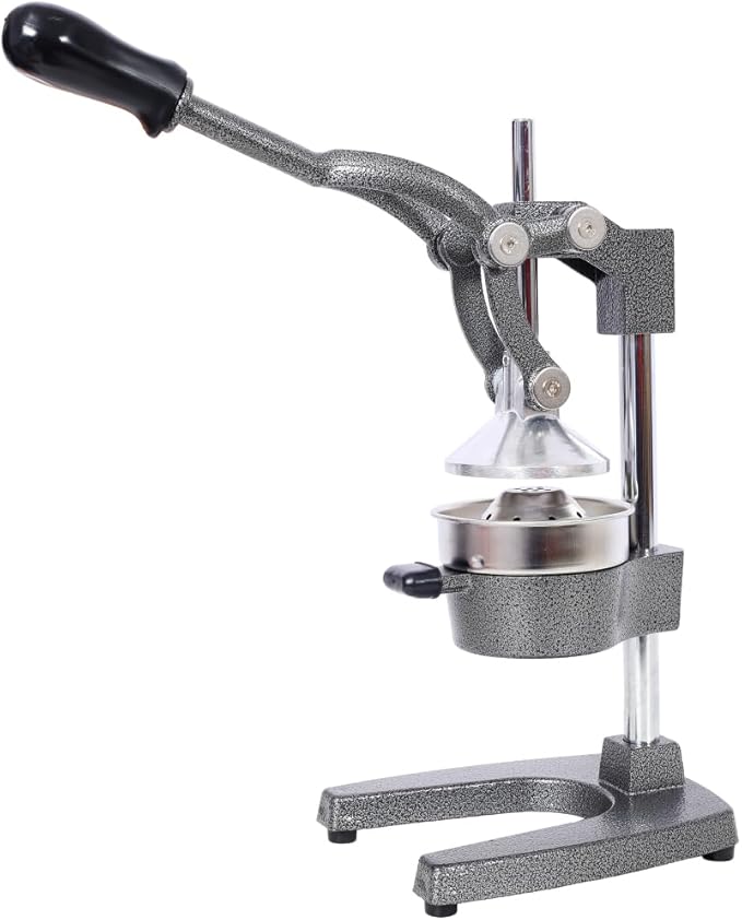 Heavy Duty Cast Iron Citrus Juicer, Extra-Large Commercial Grade Manual Hand Press Orange Juicer, Grey Handheld Squeezer for Fresh Lemon Lime Grapefruit Juice