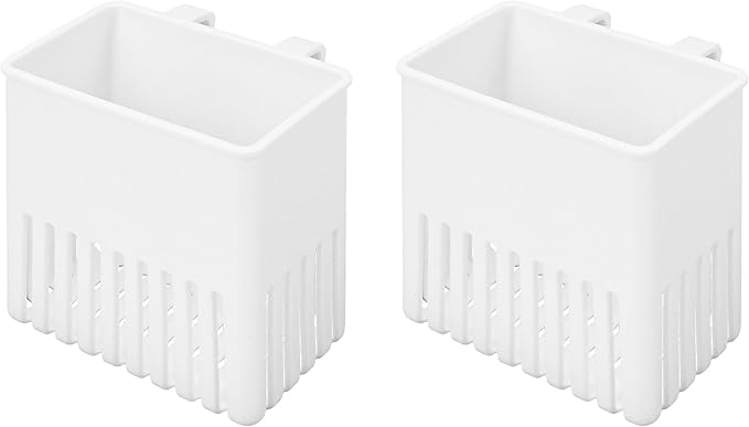 2PCS Silverware Drainer Drying Basket for Sink – Compact Kitchen Utensils Holder, Cutlery Storage Organizer with Cup, Dish Hanging Drain Rack for Forks, Spoons, Knives & Chopsticks (White, Plastic)