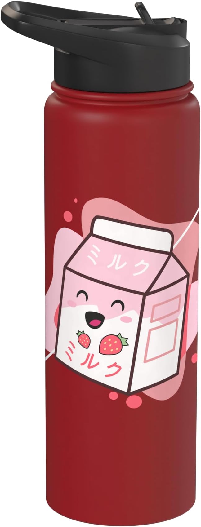 Kawaii Milk Cow Retro Japanese Strawberry Strawberry Milk Stainless Steel Insulated Water Bottle