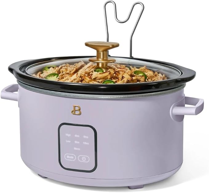 Beautiful 4-Quart Programmable Slow Cooker with Touch-Activated Display, Digital Timer, Keep-Warm Function & Removable Non-Stick Pot