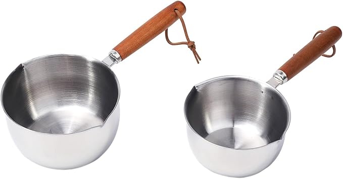 1Pc Stainless Steel Hot Oil Pan Hot Sauce Small Pot Cooking Butter Melting Pot, For Brewing Coffee, Warming Gravy, Melting Butter Or Chocolate, Heating Sauces, Silver(500ml)