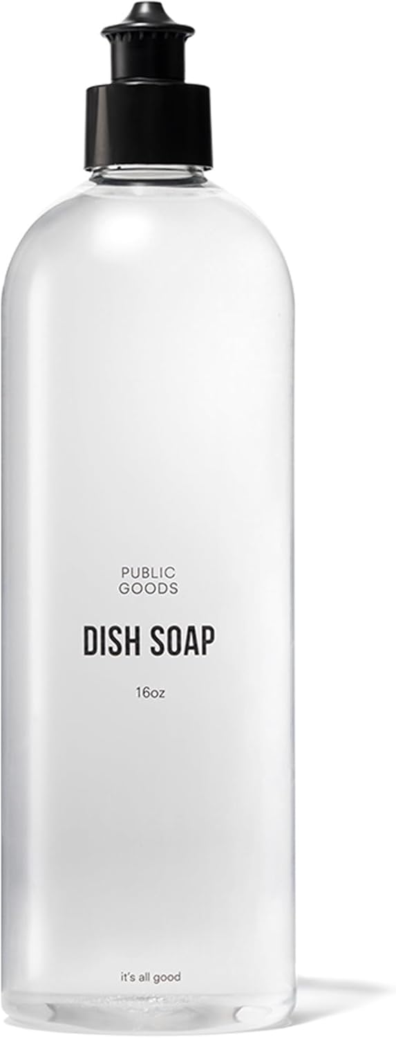 Public Goods Natural Dish Soap | Kitchen Soap | Plant-Based & Vegan Friendly | Clear Dish Detergent Liquid | Concentrated Formula | Made in USA | Mandarin Basil | 16 Fl Oz