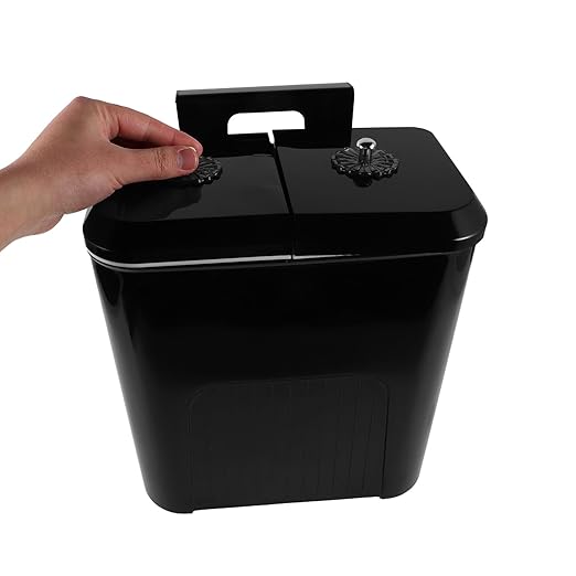 Operitacx Dual Compartment Wall Mounted Kitchen Trash Can 9l with Lid Black Hanging Garbage Bin for Bathroom Cabinet Waste Sorting and Dry Wet Separation