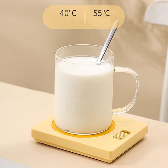 VINGVO Beverage Warmer, 220V USB 13W Desk Cup Warmer for Cake (Yellow)