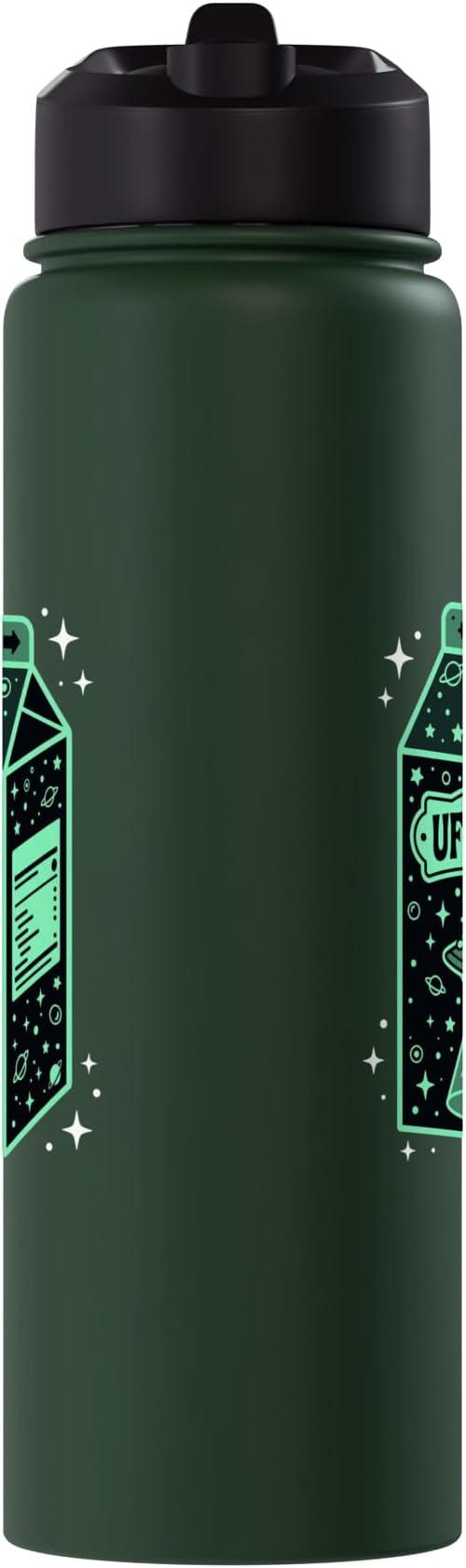 UFO Juice Retro Cat Abduction Alien Space Milk Cosmos Stainless Steel Insulated Water Bottle