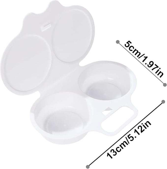 White Egg Poacher, Plastic Egg Boiler Poacher, 2 Cavity Nonstick Poached Egg Maker With Lid, Egg Poacher Microwave Egg Cooker, Drain Poached Egg Cups Cookware,Kitchen Dining Specialty Cookware