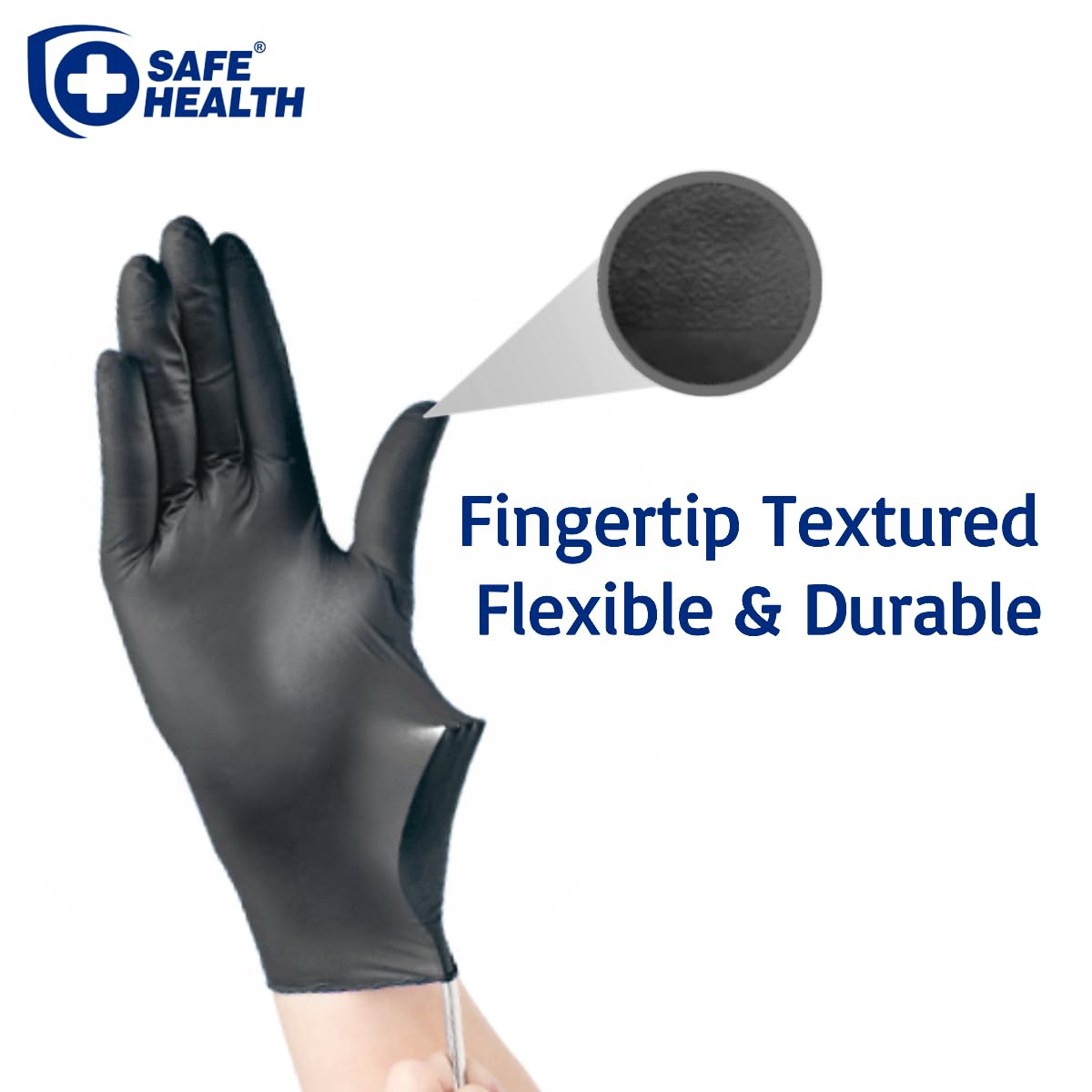 Safe Health HD Industrial Nitrile Black Disposable Gloves, Heavy Duty, 5 Mil, Box of 90, Xlarge, Latex Free, Powder Free, Oil Grease Resistant, Automotive, Mechanic, Maintenance