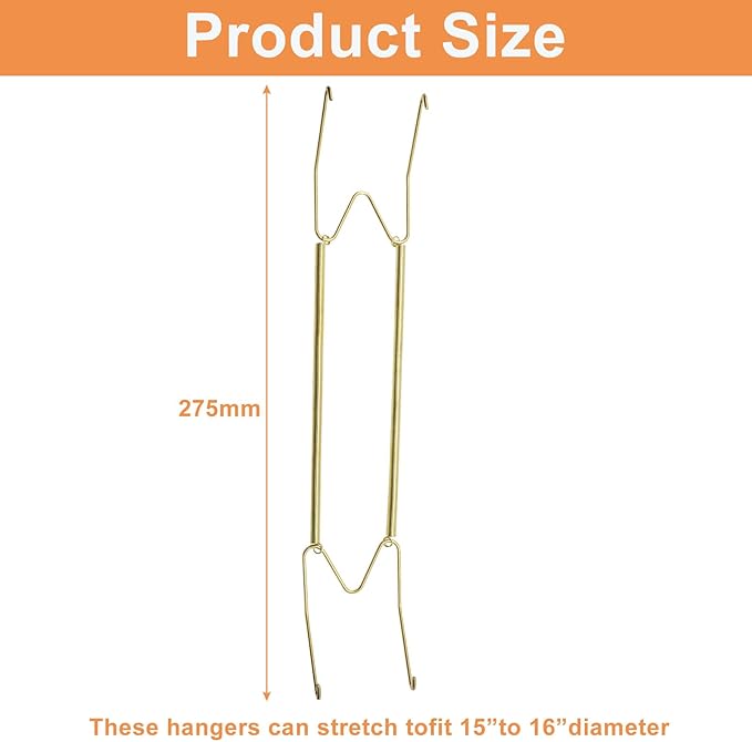 Plate Hangers for The Wall - Stainless Steel Invisible Heavy Duty Wire Plate Holder for 15-16 Inch Decorative Plates, Art Plates & Ceramic Plates with Wall Hooks