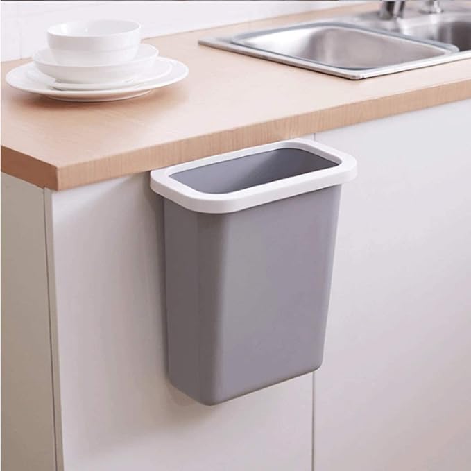 Trash Cans Hanging Waste Bin Under Kitchen Sink,Plastic Dustbins Over Cabinet Door with Top Ring to Fix Garbage Bag Outdoors and Home (Color : White)