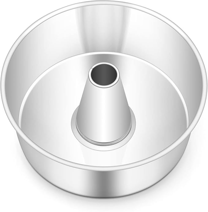 TeamFar 10inch Angel Food Cake Pan, Stainless Steel Cake Pan with Tube, Healthy & Non-toxic, Sturdy & One-Piece, Mirror Finish & Dishwasher Safe