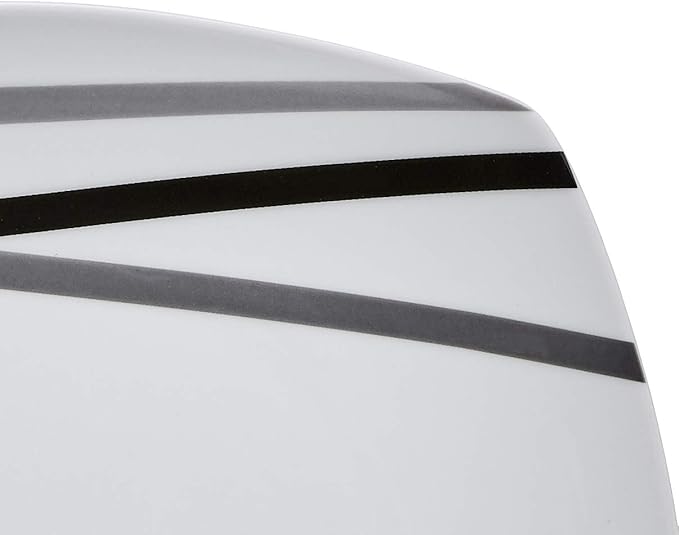 Amazon Basics 18 Piece Kitchen Dinnerware Set, Dishwasher and Microwave Safe, Square Plates, Bowls, Service for 6, Modern Beams
