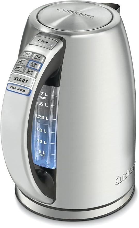 Cuisinart 8-Cup Rice Cooker, Silver & Electric Kettle, 1.7-Liter Capacity, Cordless 1500-Watts for Fast Heat Up, Stay Cool Non-Slip Handle, Stainless Steel, CPK-17P1