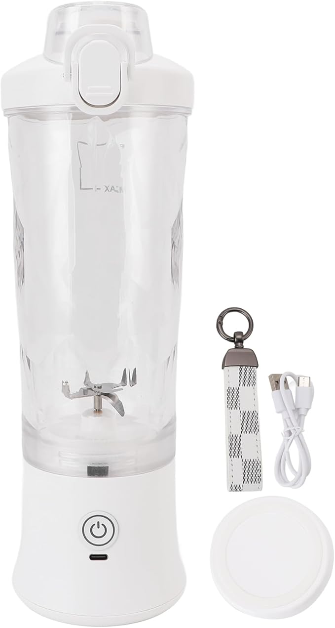 Portable Blender, Mini USB C Rechargeable Blender, 600ml 18000RPM with Stainless Steel Blades & RGB Light, Ideal for Travel, Gym & Home