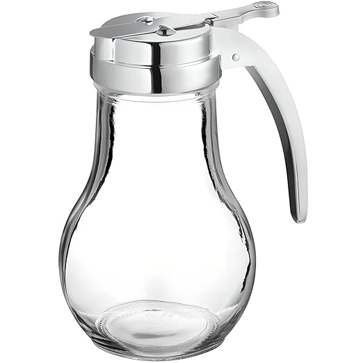 OCS Parts Syrup Dispenser with Lid and Dispensing Thumb Lever | Commercial Grade Liquid Dispensers for Home and Commercial Kitchens (12, 14 OZ)
