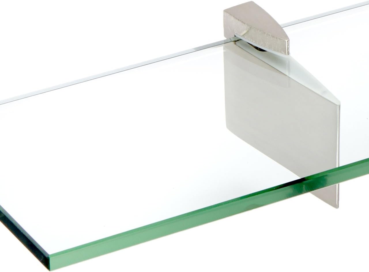 Spancraft Glass R-4.75x33-Brushed Steel Raven Glass Shelf, Brushed Steel, 4.75" x 33"