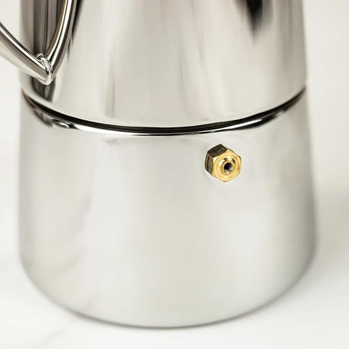 Cuisinox Roma Stovetop Espresso Maker COF-6R, Stainless Steel Coffee Percolator Stovetop, Heat-Resistant & Non-Reactive, 6-Cup Italian Espresso Maker Easy to Clean, Durable Stove Top Percolator