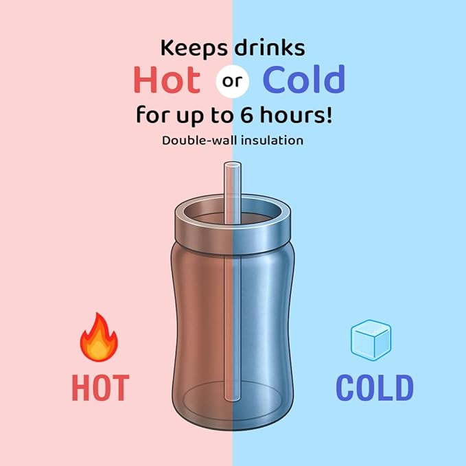 GROSMIMI Insulated 316 Stainless Steel Spill Proof Straw Cup, Water bottle with Flip Top for Toddlers, BPA Free (cherry, 10oz)