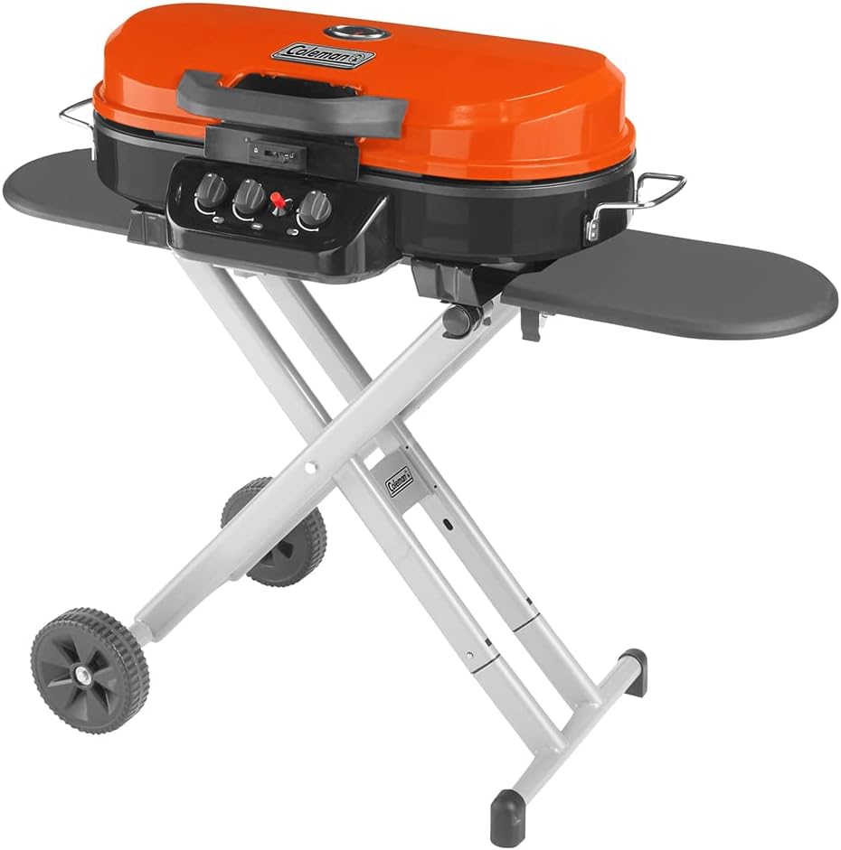 Coleman RoadTrip 285 Portable Stand-Up Propane Grill with 3 Adjustable Burners & Instastart Ignition, 20,000 BTUs of Power for Outdoor Cooking, Camping, Tailgating, Grilling, BBQs, & More