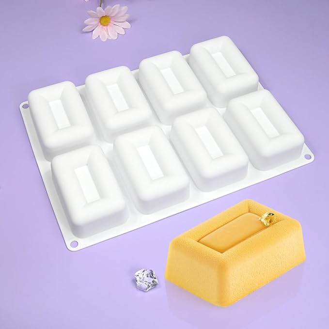 mostsom Silicone Molds Mousse Mold 3D Rectangle Shape Silicone Mold DIY Cake Mousse for Ice Cream Chocolate Pastry Art Pan Dessert Bakeware Cake Decorating Tool (E_ Big Rectangle)