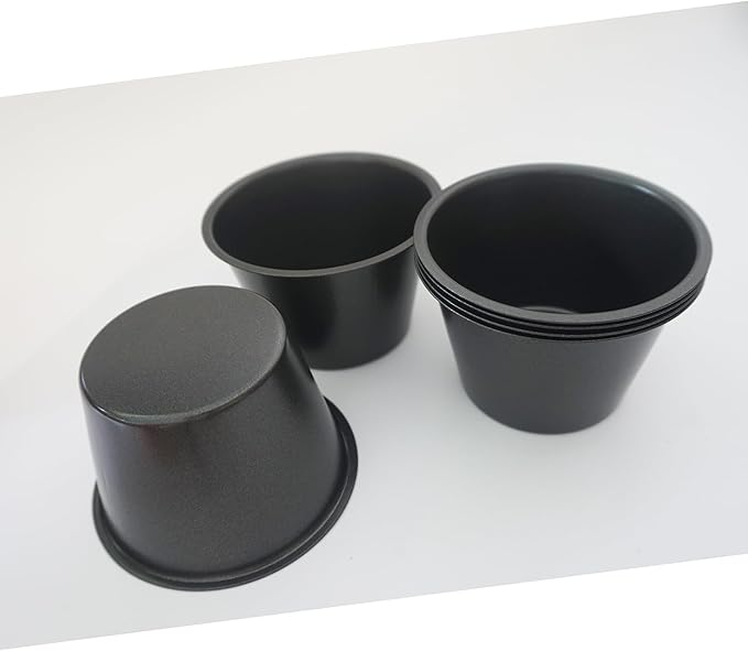 Pack of 6 Nonstick Popover Pans, Individual Miffin Cupcake Pan, Carbon Steel Yorkshire Pudding Pan, Reusable Egg Tart Molds, Large Round Oven Baking Pans - Black (3.5" x 2.2")