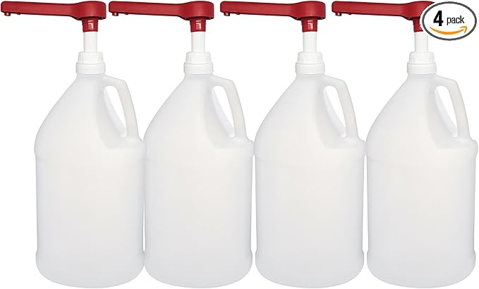 Rani Containers | 1 Gallon HDPE Plastic Jug with Reshipper Box & Pump Dispenser | Home & Commercial Use, Containers for Water, Sauces, Food, Soaps, Detergents, Liquids | Made in USA - Pack of 4