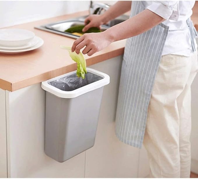 Trash Cans Hanging Waste Bin Under Kitchen Sink,Plastic Dustbins Over Cabinet Door with Top Ring to Fix Garbage Bag Outdoors and Home (Color : White)