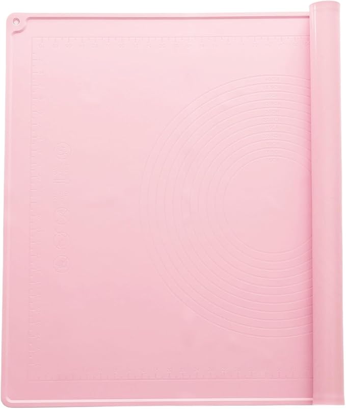 uxcell Silicone Pastry Mat, 31.5" x 23.6" Silicone Baking Mat with Measurements, Non-Stick Dough Rolling Mat for Making Pastry Cookies Bread Pizza Pink