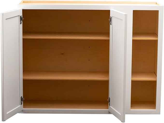 Quicklock RTA (Ready-to-Assemble) 42" Tall Wall Kitchen Cabinets - Shaker Style | 100% Hardwood | Made in America | Soft Close Hardware (12" D x 39" W x 42" H Blind Corner, Pure White)