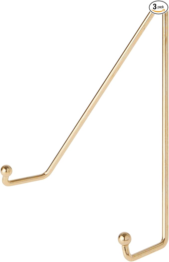 Bard's Shiny Gold-toned Wall Mountable Plate Hanger, 7.5" H x 6.25" W x 2.25" D (For Plates 8" - 10"), Pack of 3