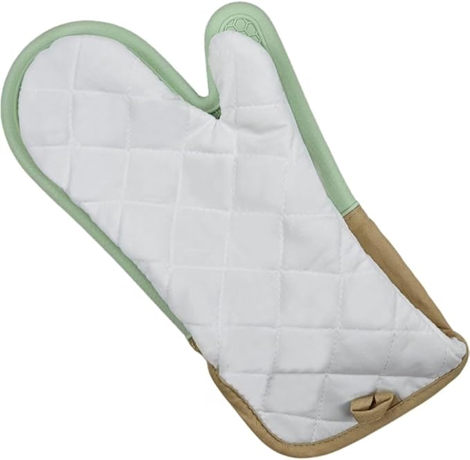 6-Piece Silicone Oven Mitts Set, Heat Resistant Kitchen Gloves with Soft Cotton Lining, Pot Holders & Mini Mitts for Cooking, Baking, BBQ – Light Green