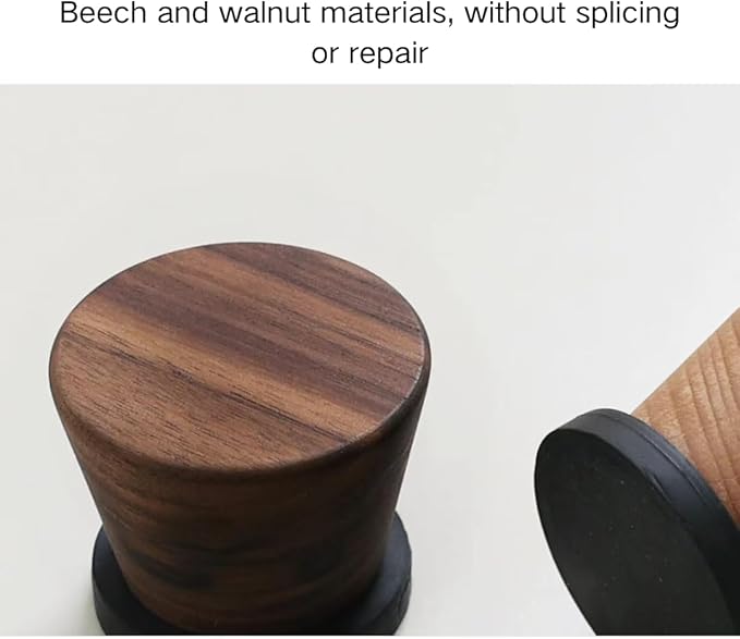 2 PCS Retro Magnetic Hooks, Wrought Iron Wooden Ball Hooks, Creative Punch-Free Storage for Refrigerators, Metal Doors, and Lockers (Beech+Walnut Wood,L)