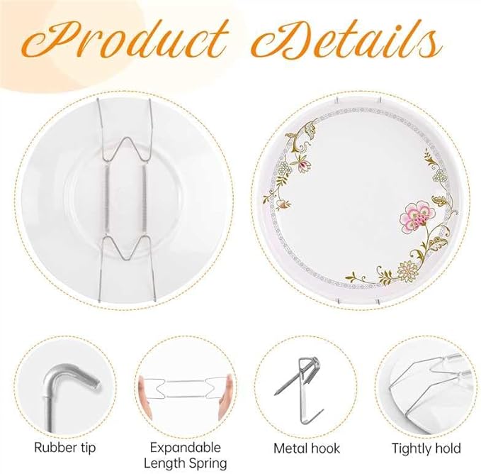 Bilillo 12 Pieces Invisible Heavy Duty Plate Holder, Stainless Steel Plate Hangers for The Wall, Plate Hangers for Display with Wall Hooks, Suitable for 4-5 inch Decorative Plattes and Arts (Silver)