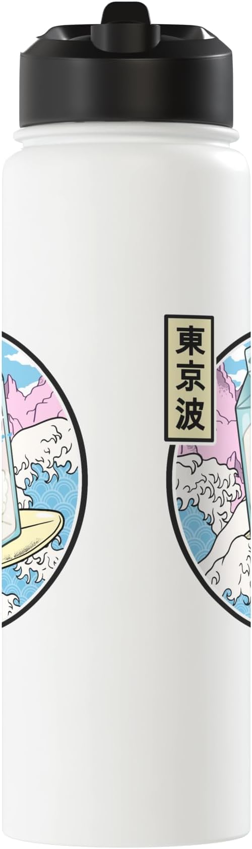 Surfing Milk Carton In Japanese Waves Vaporwave Kawaii Anime Stainless Steel Insulated Water Bottle