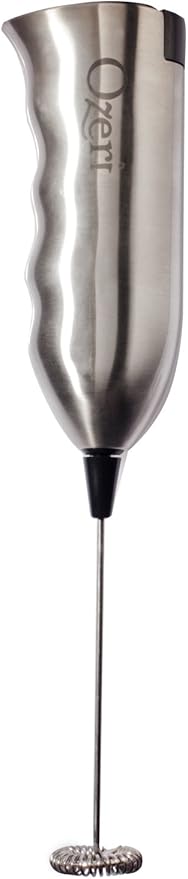Ozeri Deluxe Milk Frother and 12 oz Frothing Pitcher in Stainless Steel, with Extra Whisk Attachment