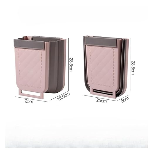 Collapsible Hanging Kitchen Trash Can Hanging Telescopic Folding Trash Can 1pc Multifunctional Cabinet Door Sorting Bin for Kitchen and Car(Pink)
