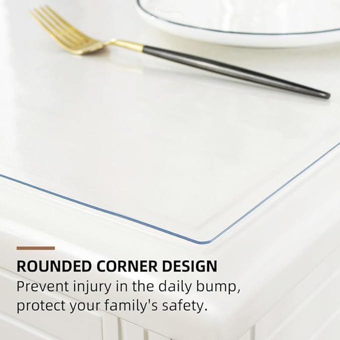 Warmstar Clear Table Cover Protector 54 x 120 Inch,1.5mm Thick Plastic Table Cover Rectangle,PVC Clear Table Protector,Desk Protector Mat for Kitchen, Dresser, Writing Desk，Dining Room Table