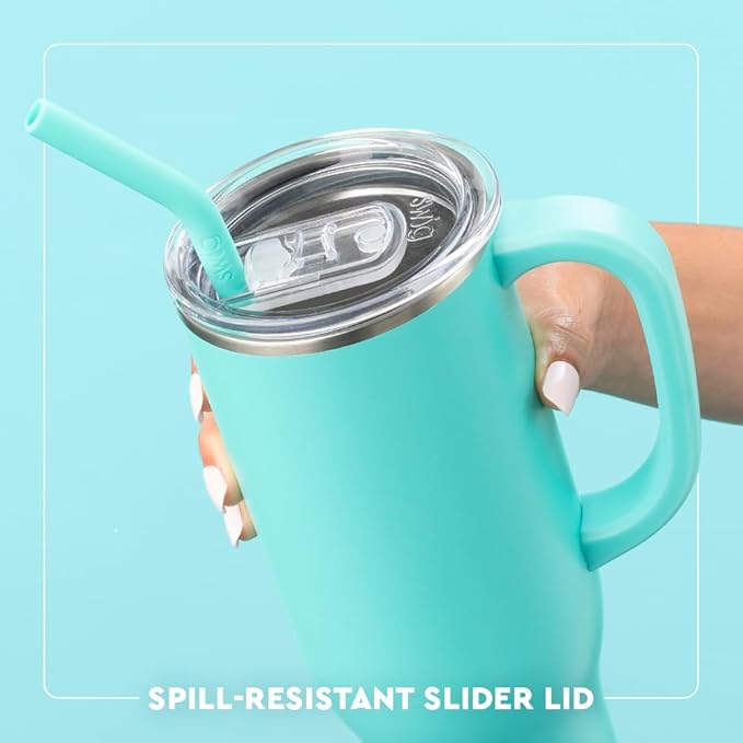 Swig Life 30oz Mega Mug, 30 oz Tumbler with Handle and Straw, Cup Holder Friendly, Dishwasher Safe, Extra Large Insulated Tumbler, Stainless Steel (Under the Sea)