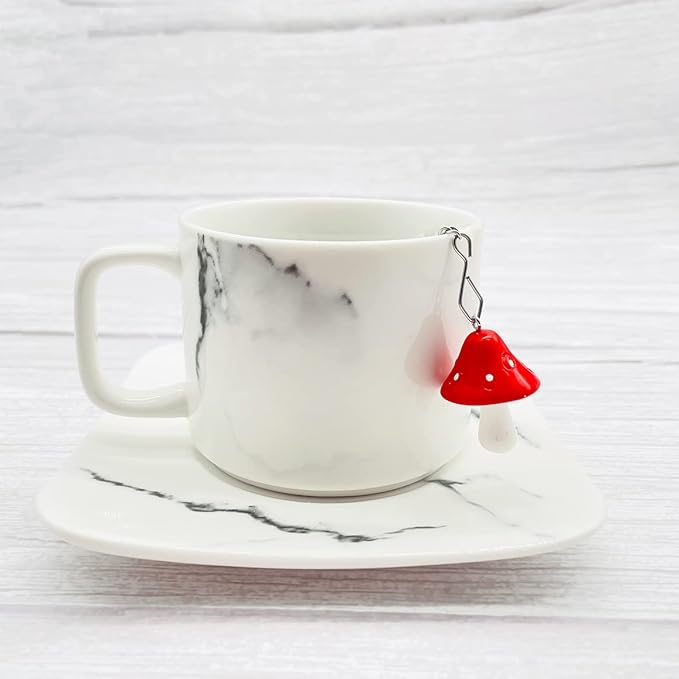 Cute Tea Infuser, Mushroom Pendant Tea Ball Tea Filter Cute Stainless Steel Ball Mesh Strainer for Loose Tea and Spices & Seasonings (Red Mushroom)