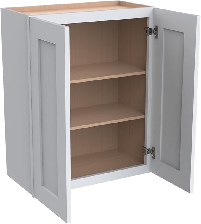 Wall-Mounted Cabinet – Solid Wood Shaker Style Medicine Cabinet with Adjustable Shelves & Soft-Close Doors for Bathroom, Kitchen, and Office Storage (White, 39" W x 12" D x 30" H)