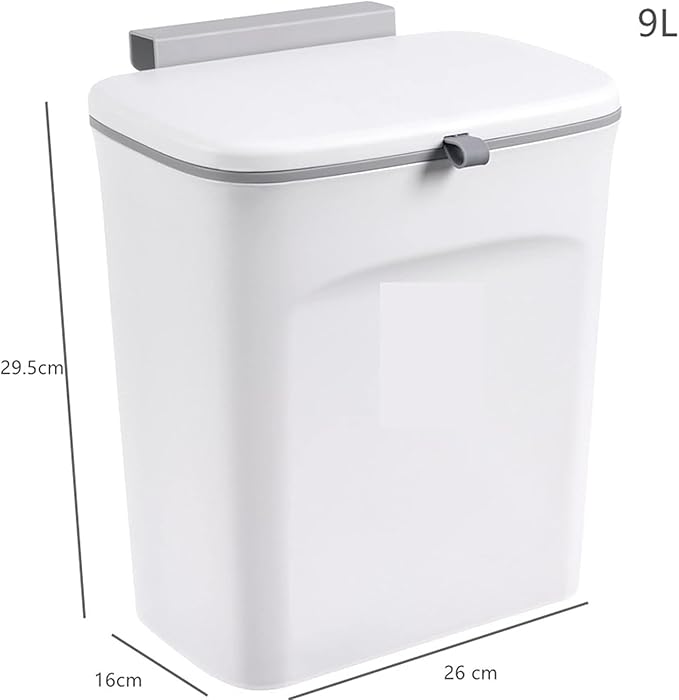Hanging Trash Can, Kitchen Garbage Bin Waste Bins, Kitchen Slide Lid Trash Can Wall-Mounted Household Hole-Free Storage Bucket Wall Cabinet Door Large Box with A Lid