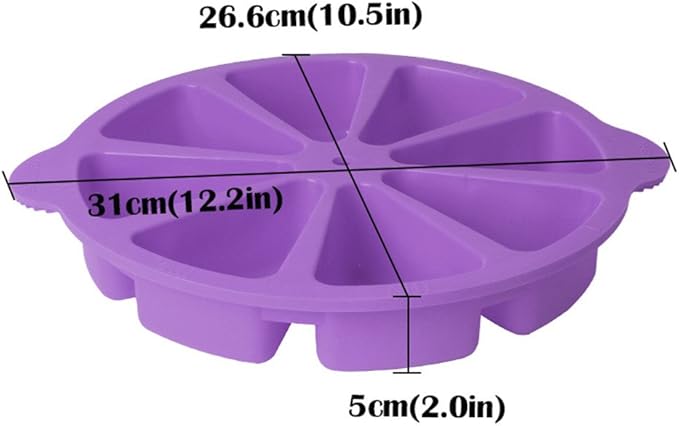 SHEbaking Scone Pan Silicone Triangle Cake Mold for Baking Nonstick Cornbread Pan 8 Cavity Pie Silicone Mold Perfect for Brownies, Muffin, Cupcake, Soap, polenta, or biscuits (Light Purple)