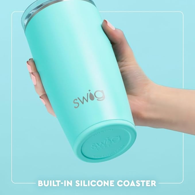 Swig Life 22oz Insulated Tumbler, Travel Coffee Tumbler with Lid, Cup Holder Friendly Travel Coffee Mug, Stainless Steel, 22 oz Tumblers, Reusable Insulated Mug with Lid (Sea Swirl)