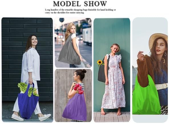 BeeGreen Black Reusable Grocery Bags Wholesale Dark Reusable Kitchen Bags Bulk Foldable-Machine Washable with Zipper Storage Pouch 50 Packs