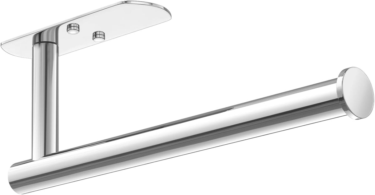 VAEHOLD Self Adhesive Paper Towel Holder Under Cabinet Mount, Wall Mounted Paper Towel Roll Holder for Kitchen, Bathroom, Wall - Stainless Steel (Bright Surface)