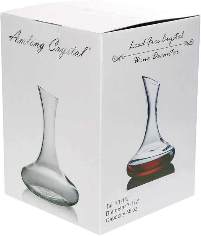 Amlong Crystal Lead-Free Large Wine Decanter, Red Wine Carafe, Wine Gift, Wine Accessories 58 oz(1700ml), with Crystal Baseball Stopper